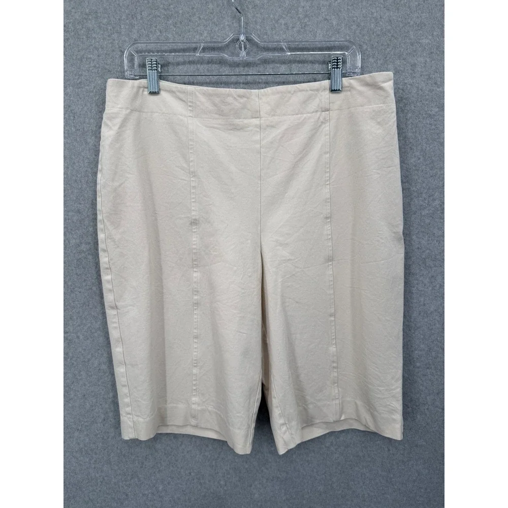 Talbots Heritage Shorts‎ Women 14 Beige Bermuda Stretch Seam Detail Side Zip